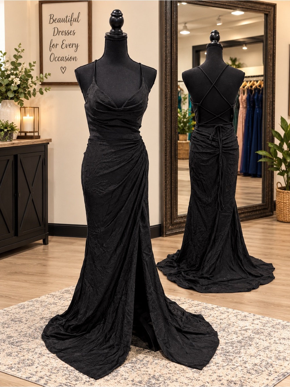 Dillards GB Social Jersey Ruched Lace-Up Back Long Dress